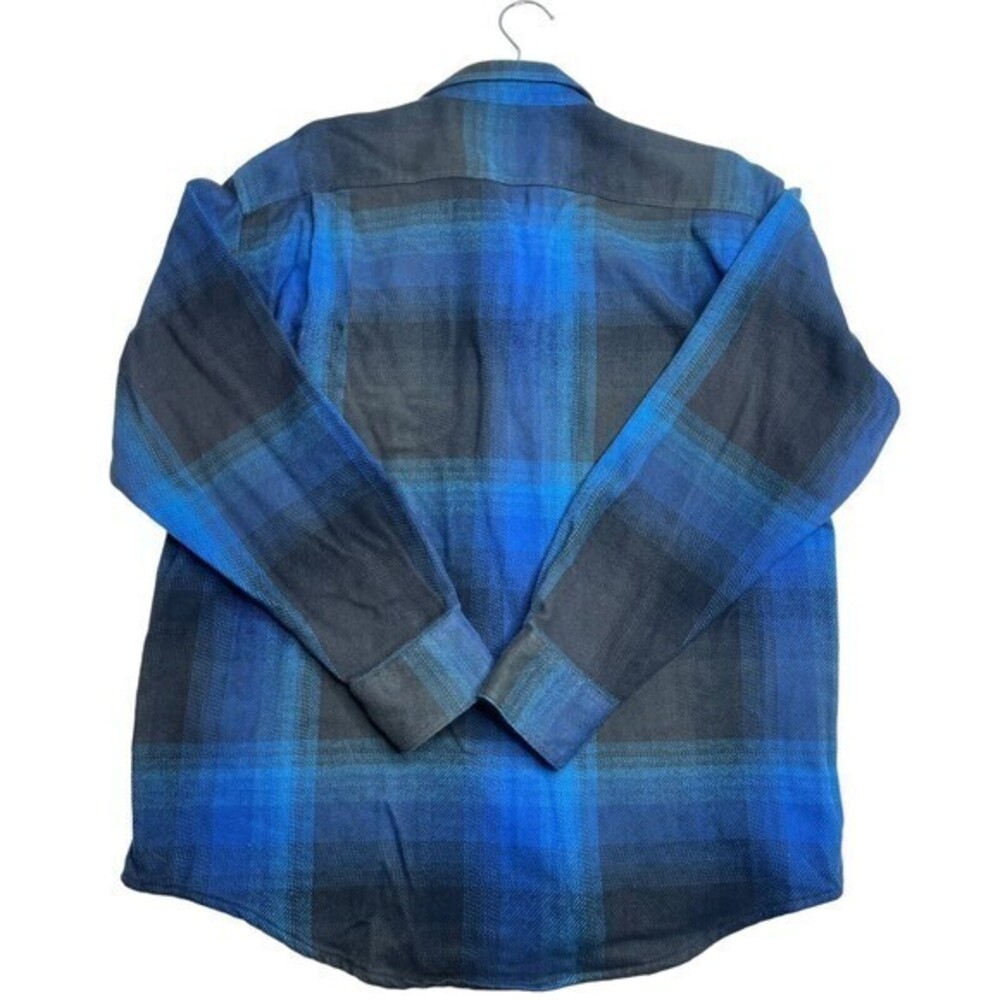 Cabela’s Men’s Shacket Shirt Jacket Sz Large Reg Sleeve Blue Plaid - Picture 9 of 9
